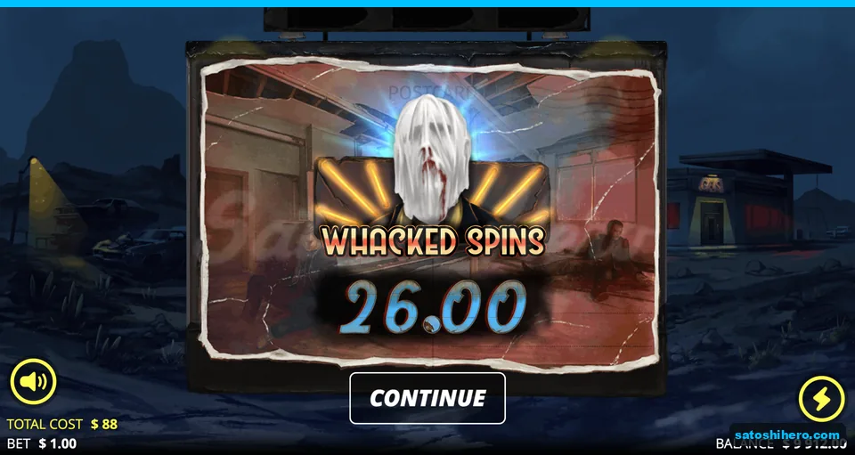 Postcard closing screen showing 26.00 payout