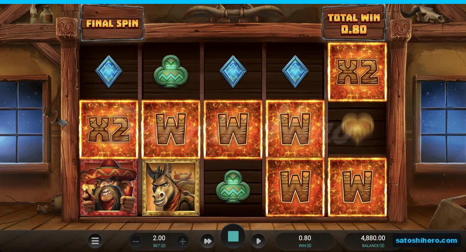 Final Spin grid shows two x2 Wilds