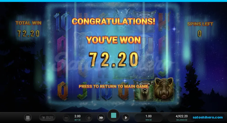 Round-end screen shows $72.20 won
