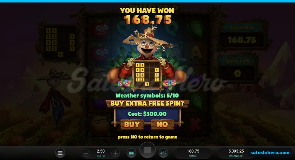 Extra spin offer displays 300.00 price