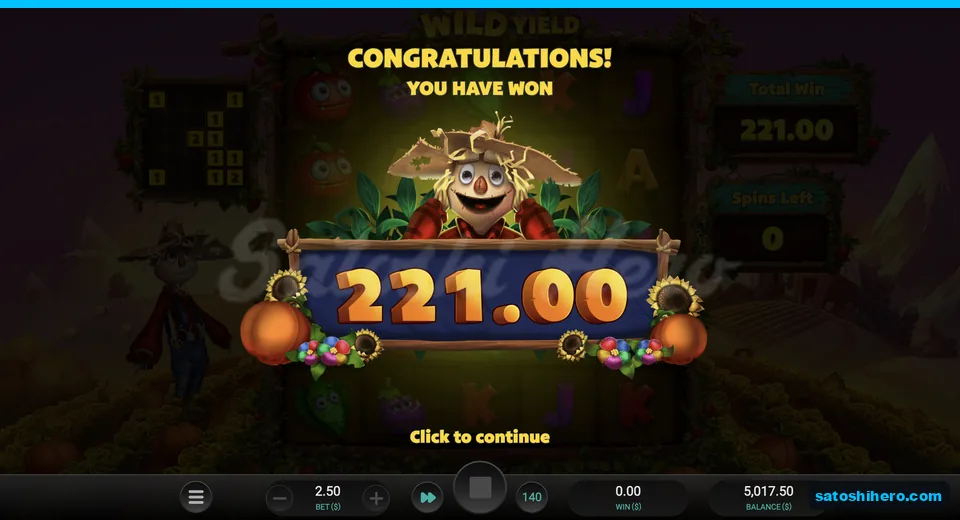 Scarecrow shows 221.00 organic round total
