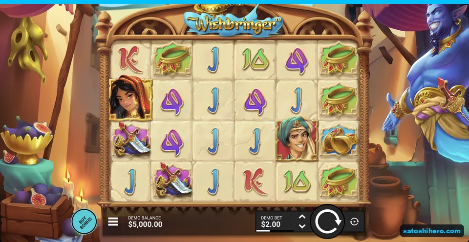 Market grid with symbols and blue Genie