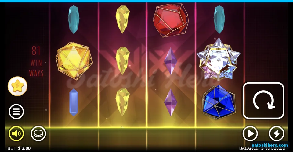 Crystals and shards fill the settled four-reel board