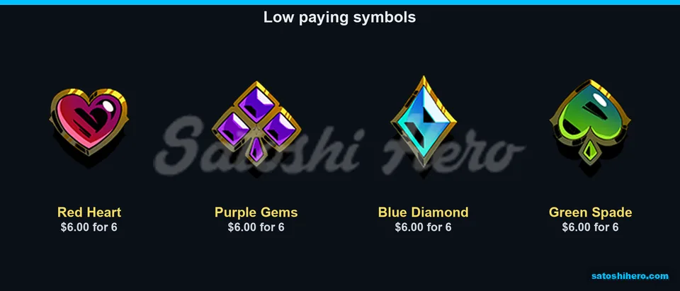Heart gem diamond and spade paytable row