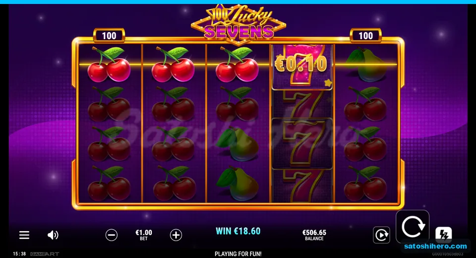 $18.60 shown beneath cherries and stacked wild sevens