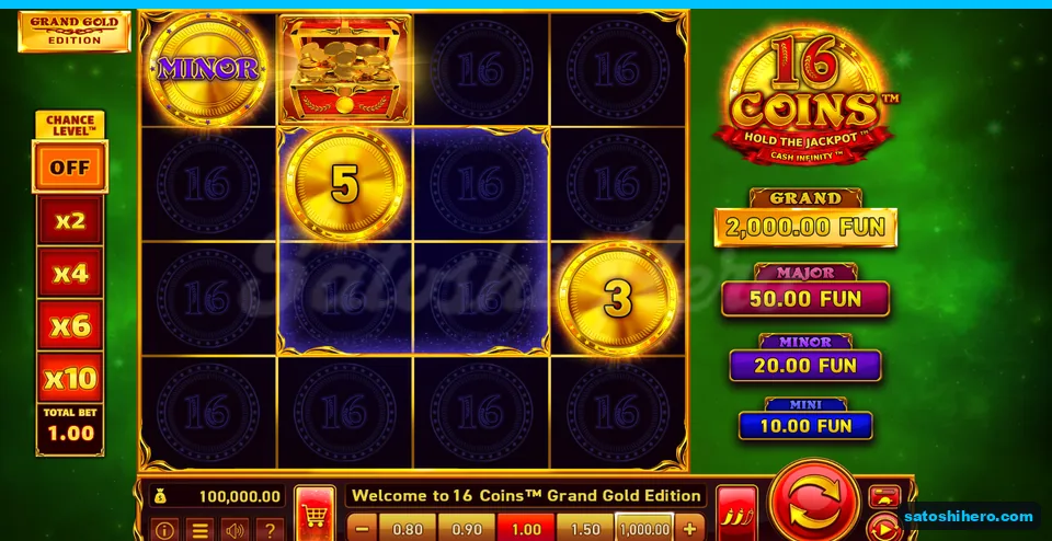 Board at rest beside jackpot plaques and Chance Level ladder