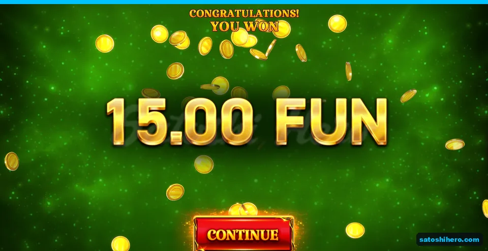 Board covered by $15.00 FUN collect screen and falling coins