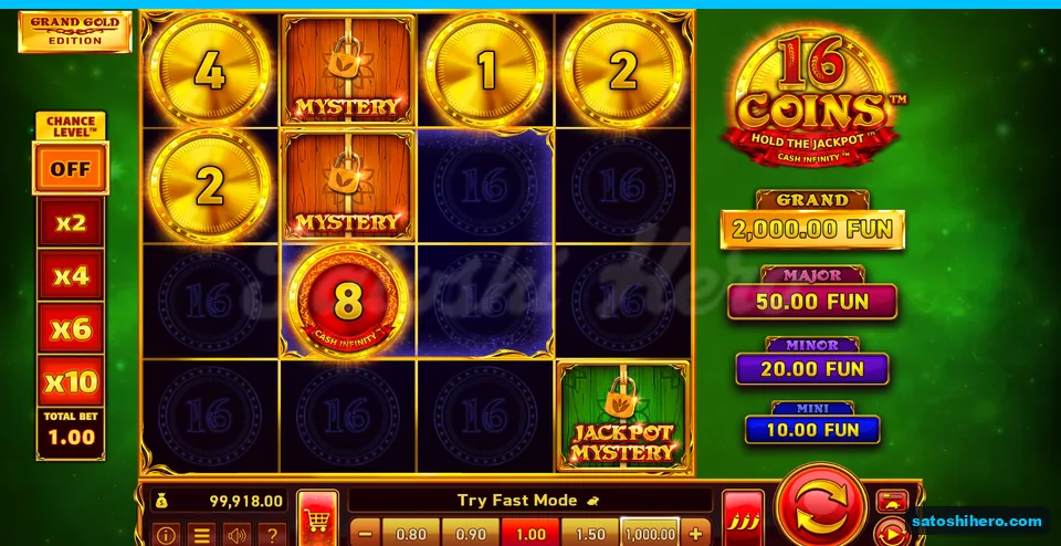 Board with Cash Infinity, Mystery planks, and four gold coins
