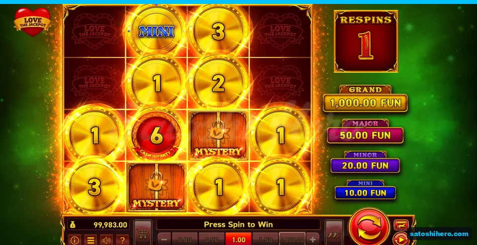 Board with locked coins, Mystery crates and one respin remaining