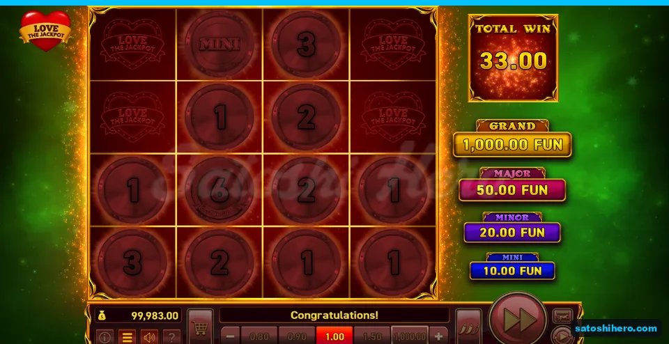 Board faded behind the $33.00 total win summary