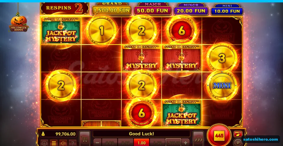 Red bonus board with two respins left