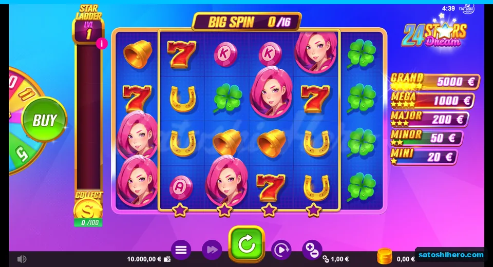 Level 1 meter beside six settled reels