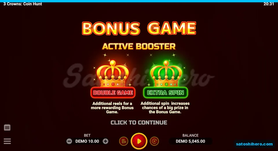 Two boosters active before the Bonus Game starts