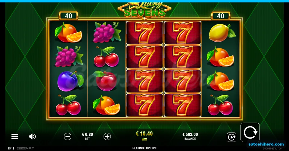 $10.40 win shown with reels three and four fully wild