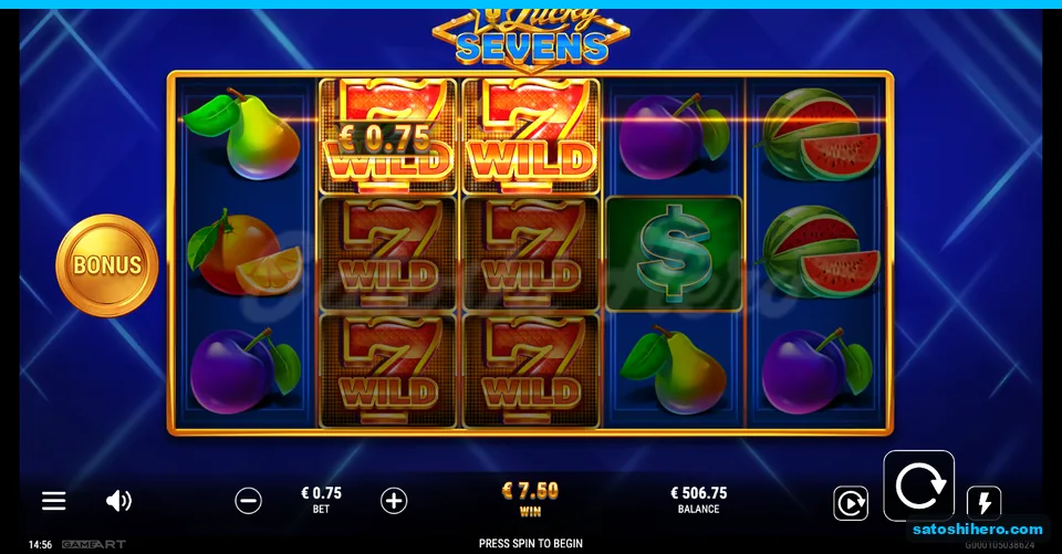 $7.50 win with reels two and three locked Wild