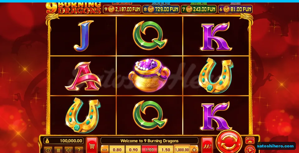 Board showing card symbols, jewel pot, horseshoe and jackpot plaques