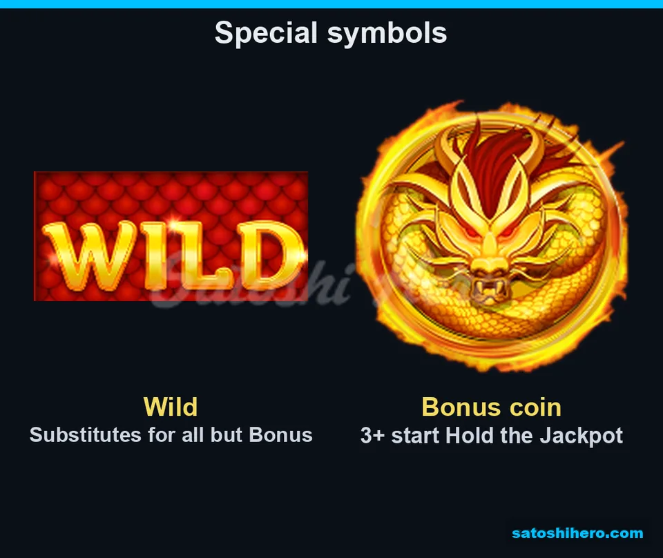 Feature layout showing Wild sign and golden dragon Bonus coin