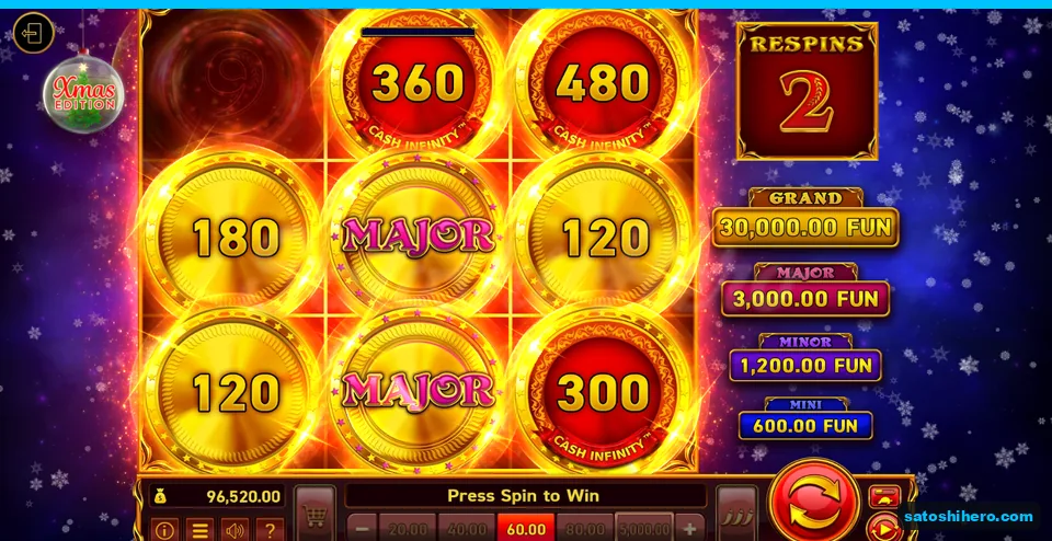 Board with eight locked coins and two respins remaining