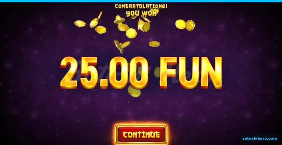 Payout layout showing 25.00 FUN total win