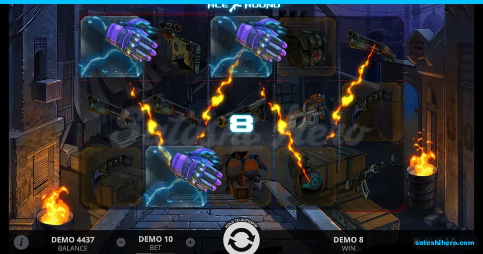 8-unit win displayed across three glowing purple gloves