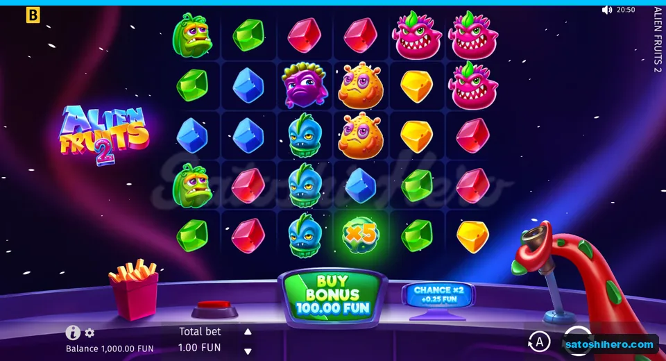 Base screen with aliens and gems