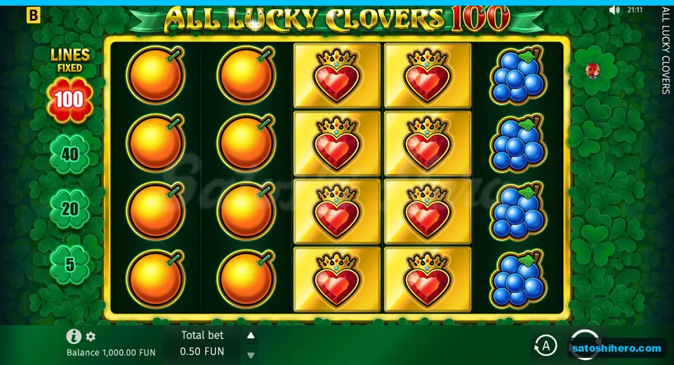 Base screen with clover field and 100 marker