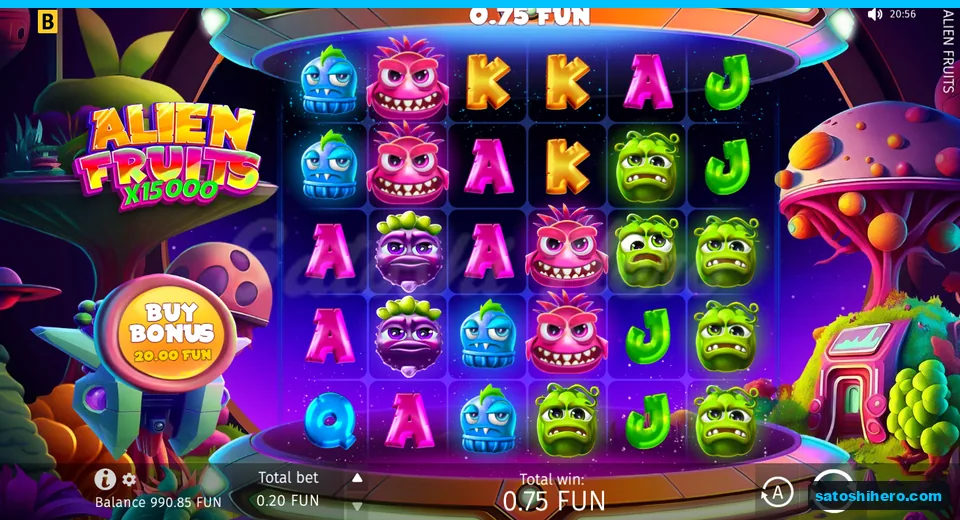 Win screen showing 0.75 FUN total