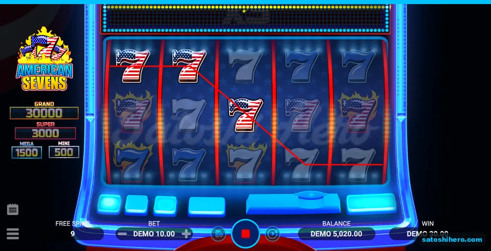 Nine Free Spins left with flag sevens connected
