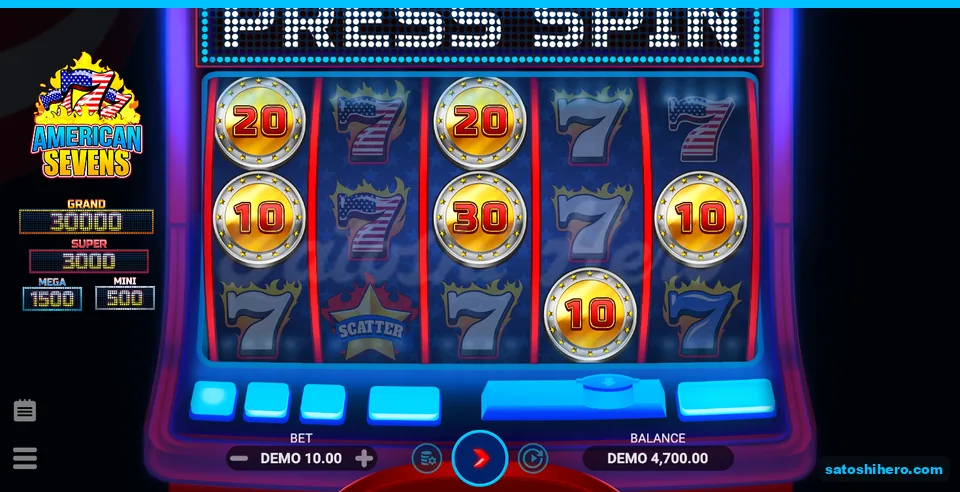 Press Spin shown with 10, 20 and 30 coins locked