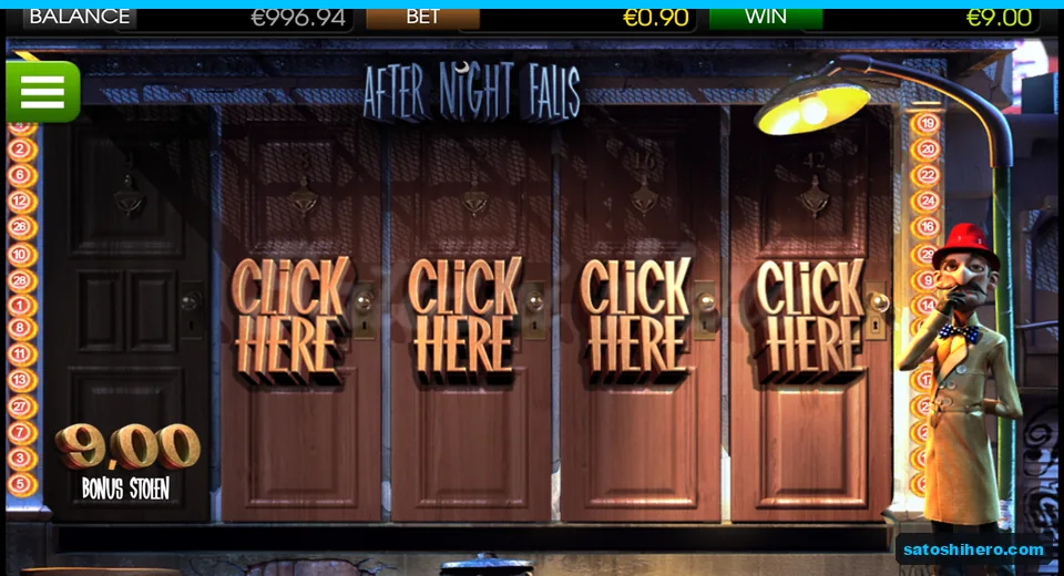 9.00 stolen bonus shown behind one open door