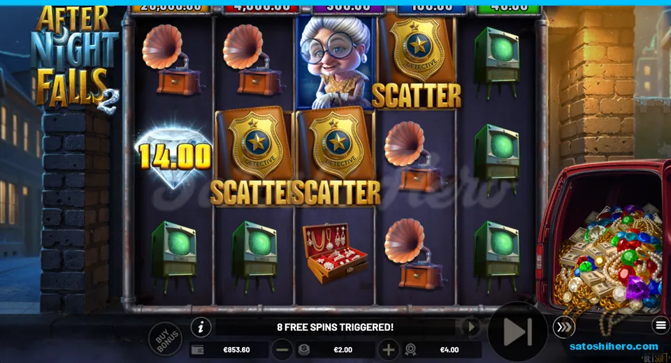 Three Scatter badges landed with eight free spins triggered