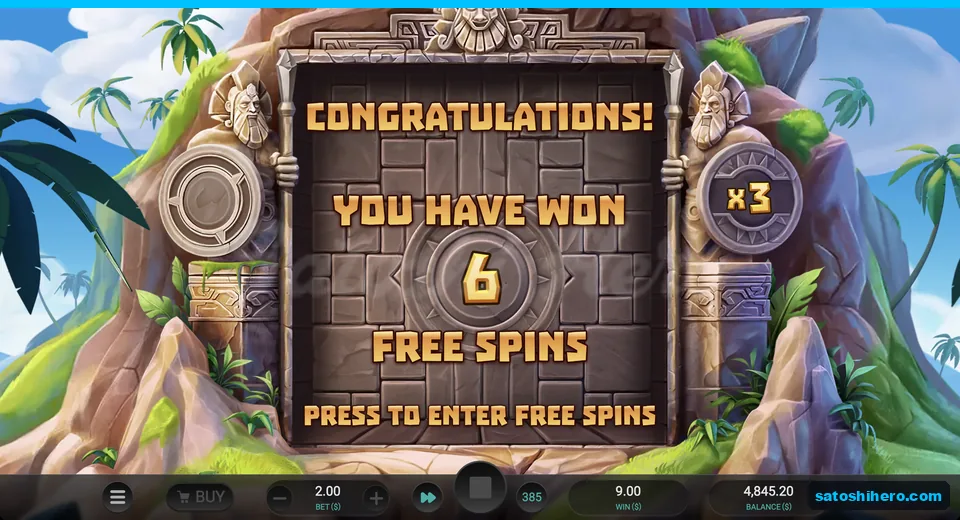 Six free spins awarded with x3