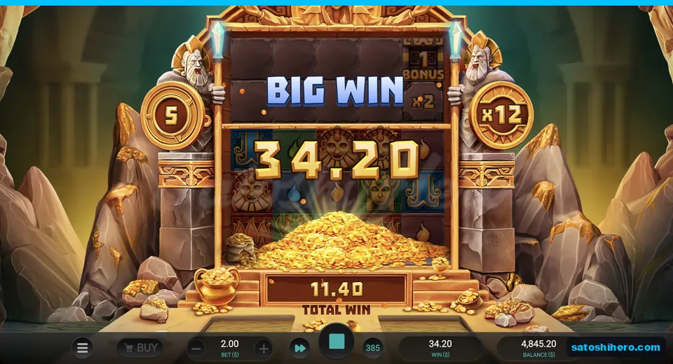 Gold pile covers a $34.20 Big Win