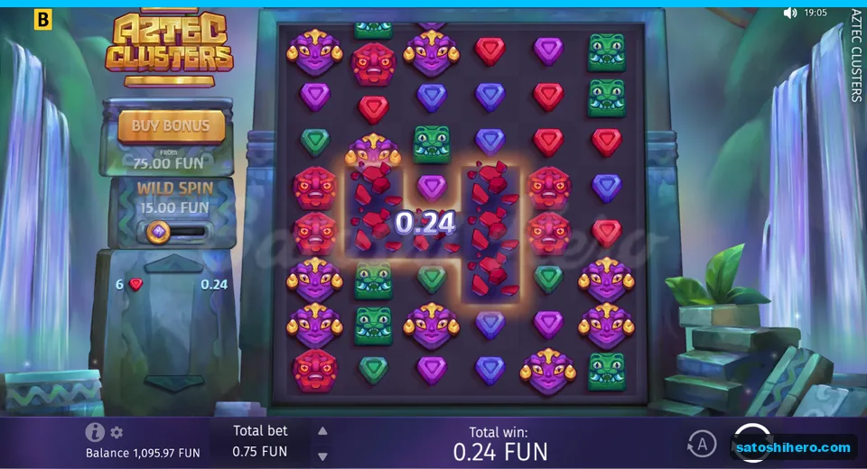 Win screen with red gems paying 0.24