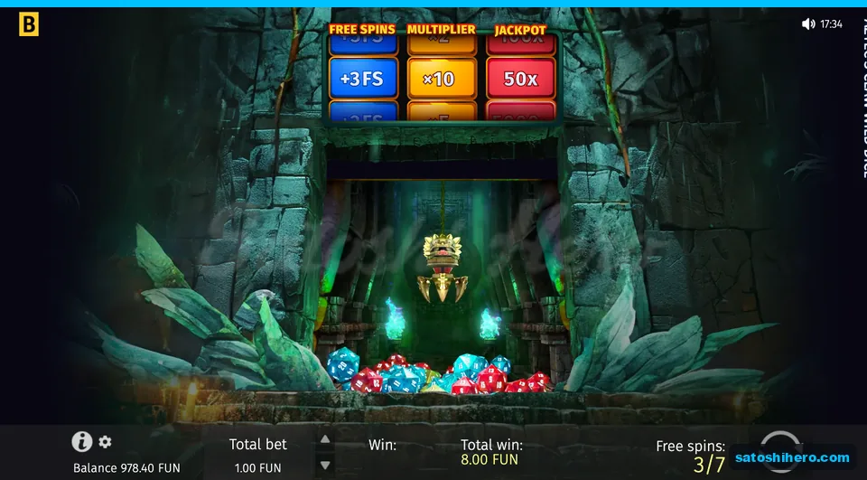 Feature screen showing claw above dice