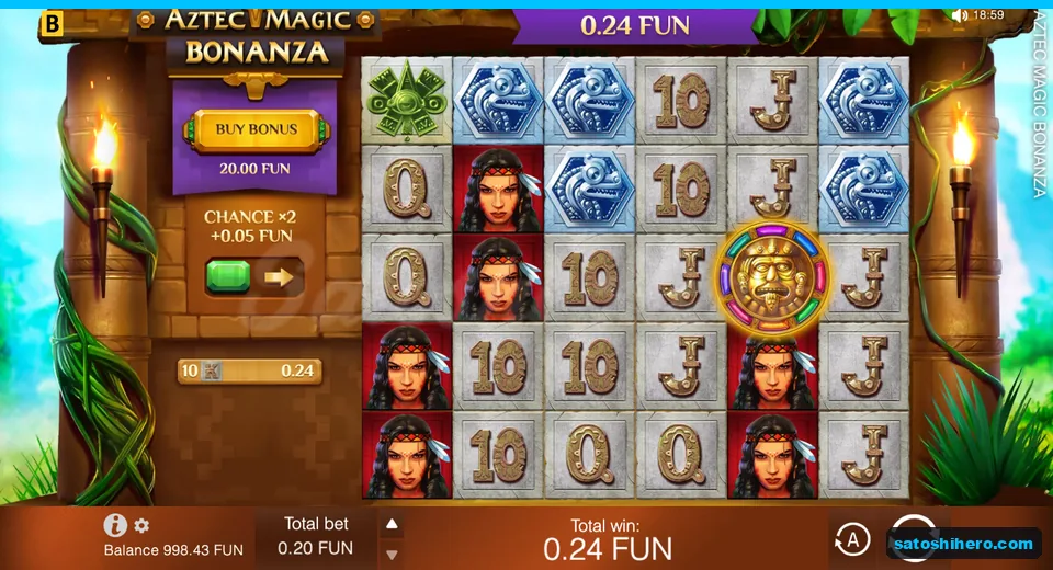 Total win bar showing 0.24 FUN paid