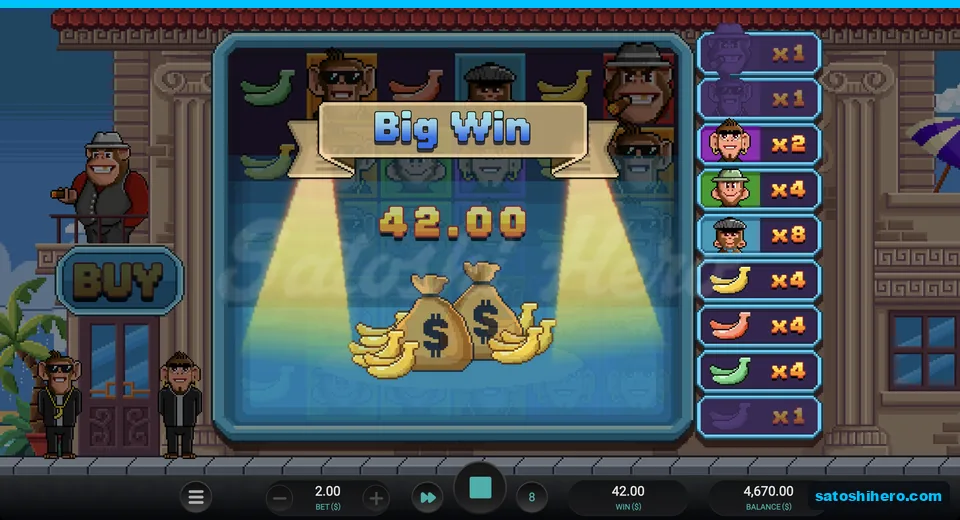 Flat cap multiplier reaches x8 on $42 win