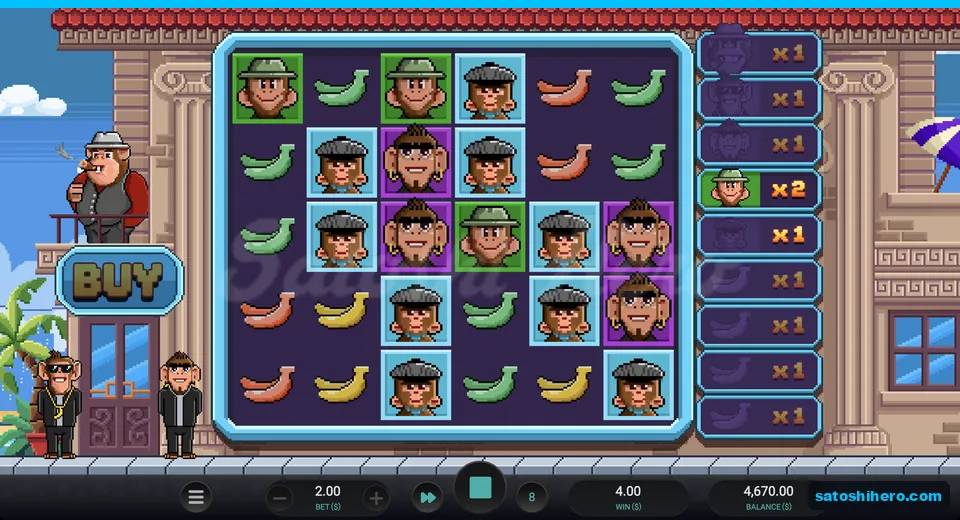 Flat cap monkeys and bananas show $4.00 win