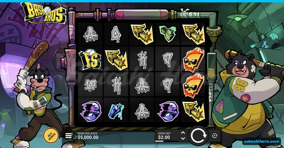 Graffiti bunker grid with two bear brothers