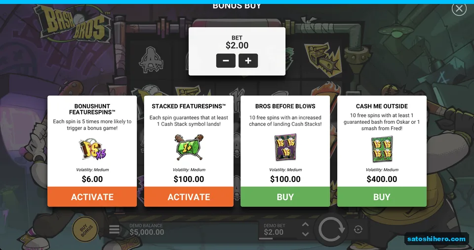 Bonus buy menu lists four purchase options