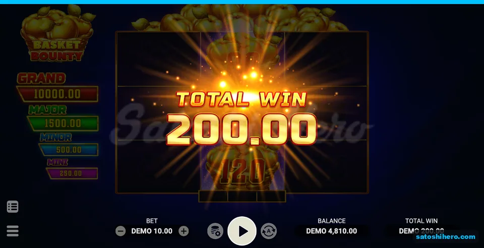 200.00 total win card covers the faded bonus grid