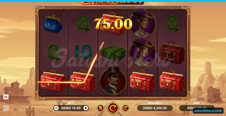 75.00 win shown across five red bags