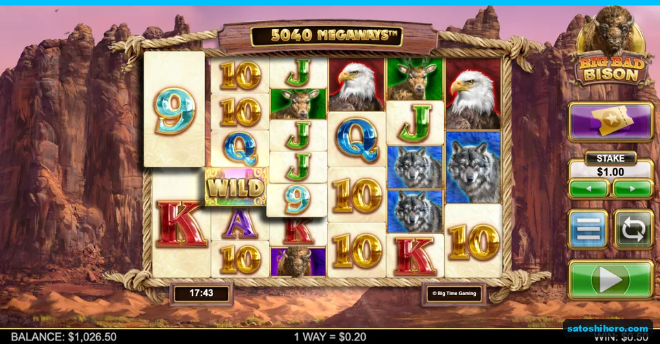 Five-reel grid showing a small base win