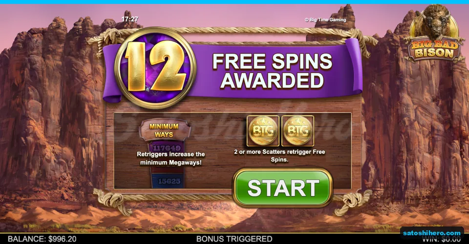 Purple banner awarding twelve free spins
