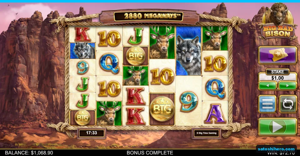 Bonus complete screen showing a 72.70 win