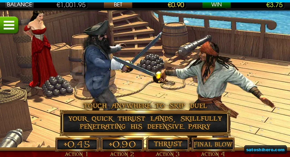 $3.75 win shown as two pirates cross swords