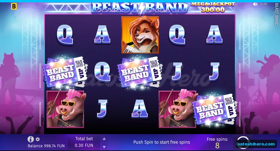 Feature screen showing three VIP tickets and eight-spin counter