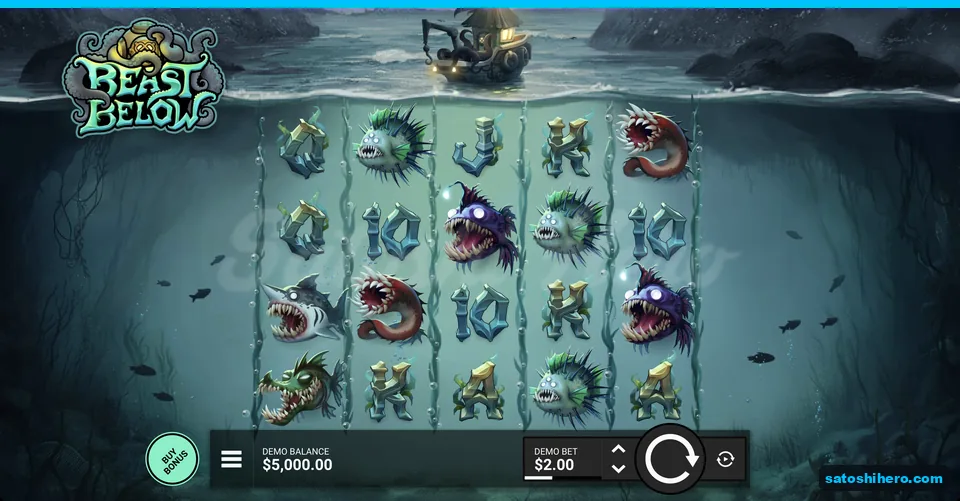 Fishing boat above underwater monster reels