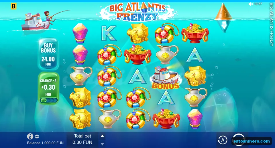 Big Atlantis Frenzy full grid with fisherman and balance