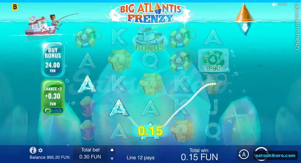 Big Atlantis Frenzy Line 12 win and 0.15 payout